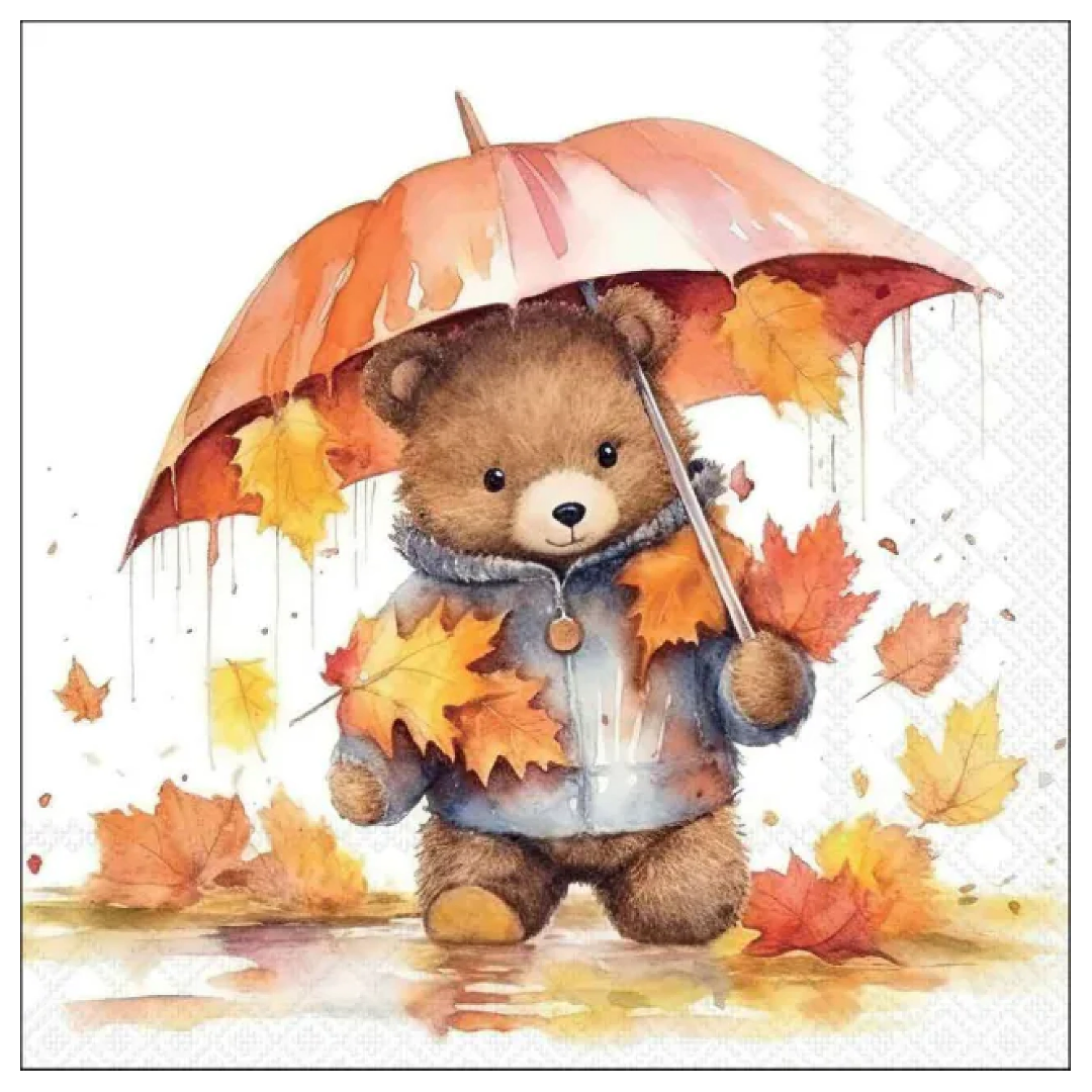 Tovagliolo fantasia 33 x 33 cm Orsetto in autunno