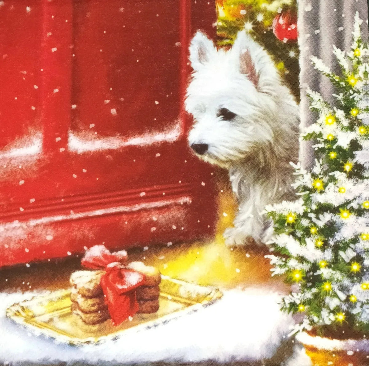 Tovagliolo fantasia 33 x 33 cm Westie e dolcezze 3 veli