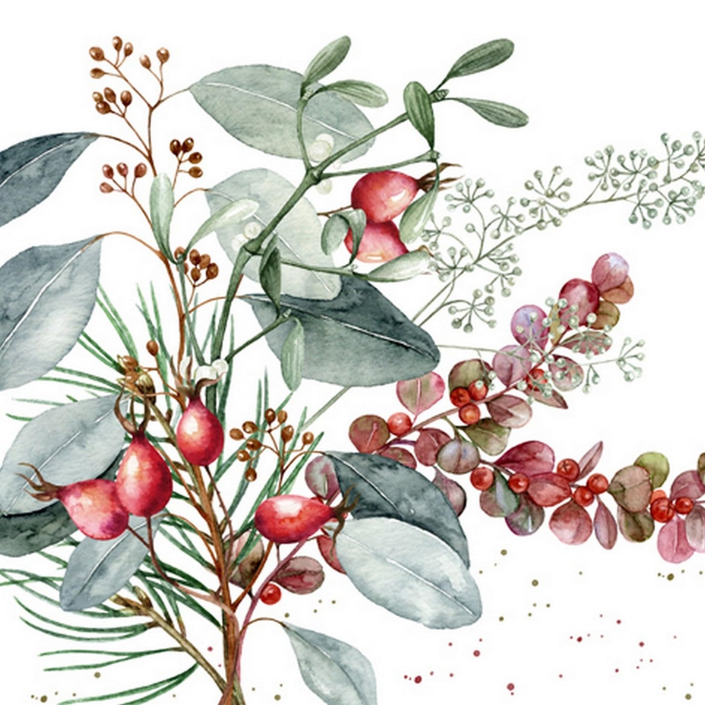 Tovagliolo fantasia 33 x 33 cm Rosa canina 3 veli
