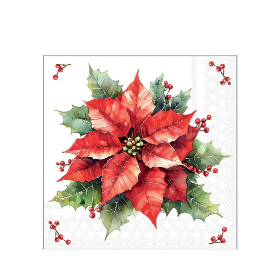Tovagliolo fantasia 25 x 25 cm Stella di Natale 3 veli