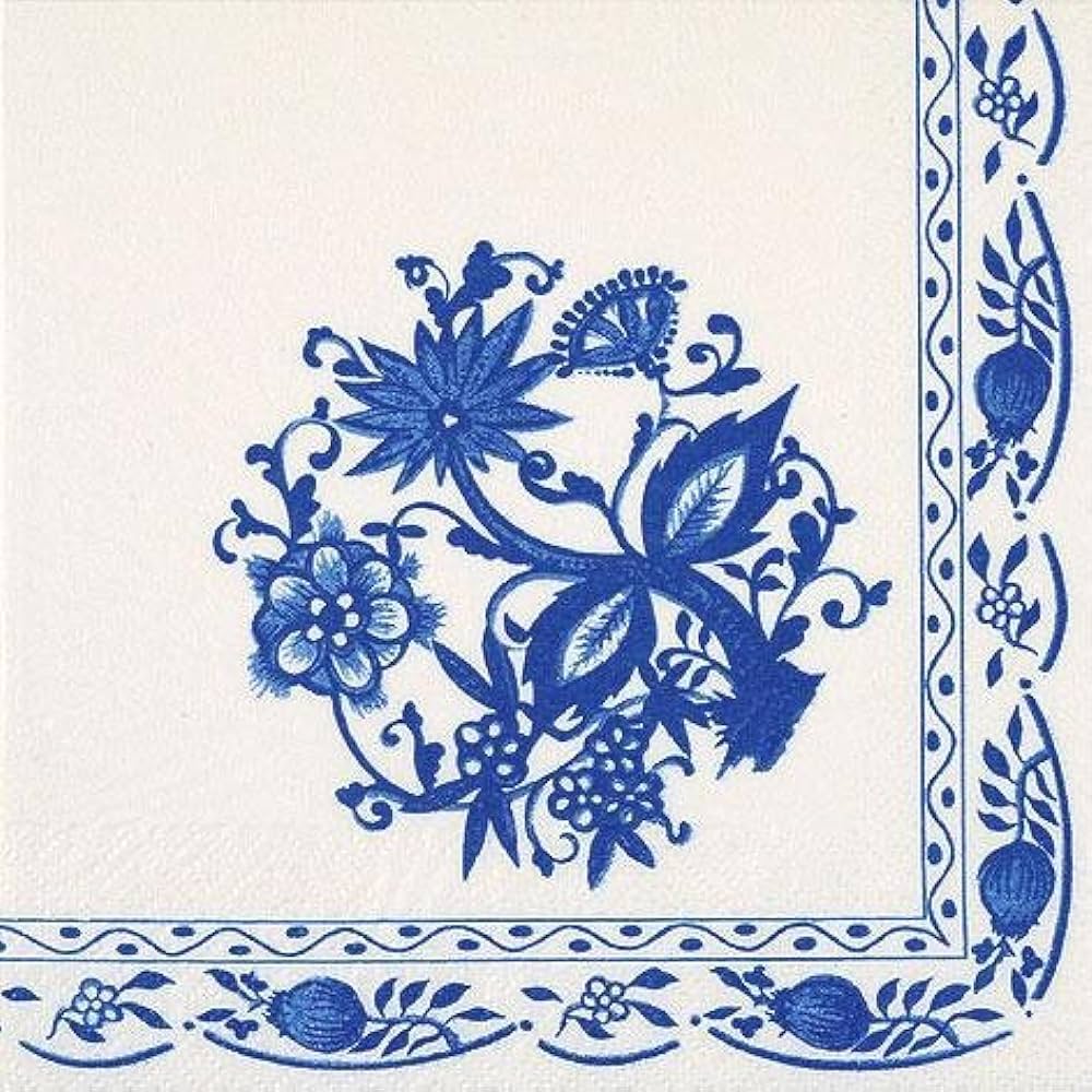 Tovagliolo fantasia 33 x 33 cm Decorazione blu 3 veli