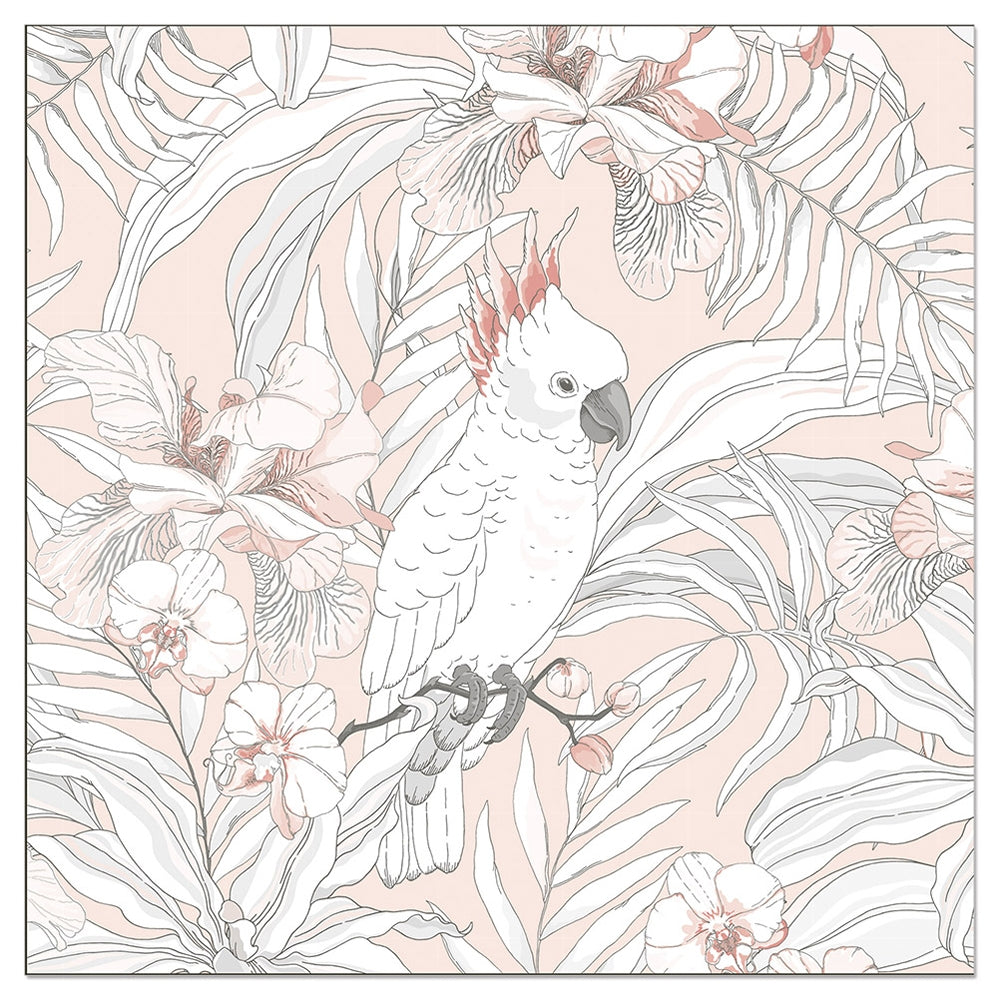 Tovagliolo fantasia 3 veli 33x33 cm Cacatua giungla rosa