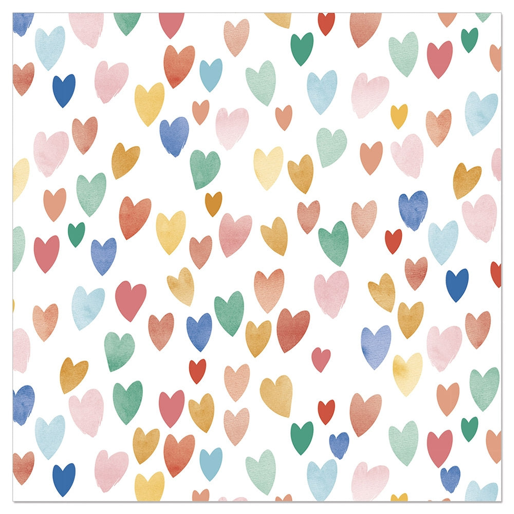 Tovagliolo fantasia 3 veli 33x33 cm Cuoricini colorati