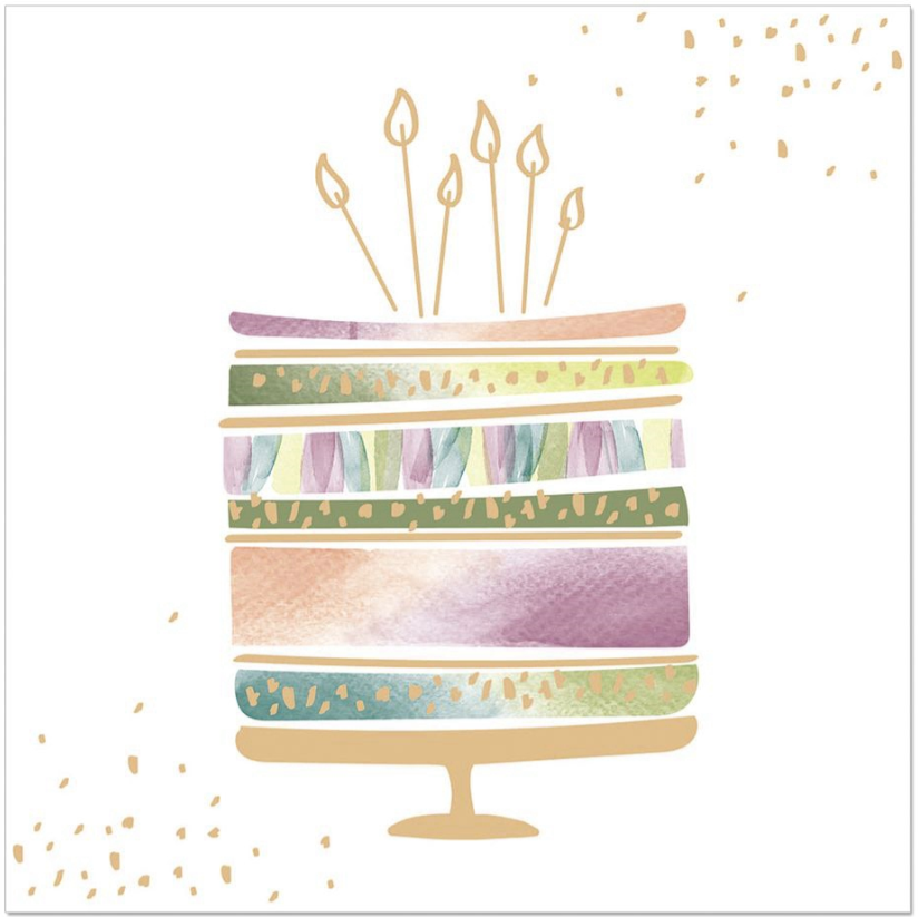 Tovagliolo fantasia 3 veli 33x33 cm Torta compleanno