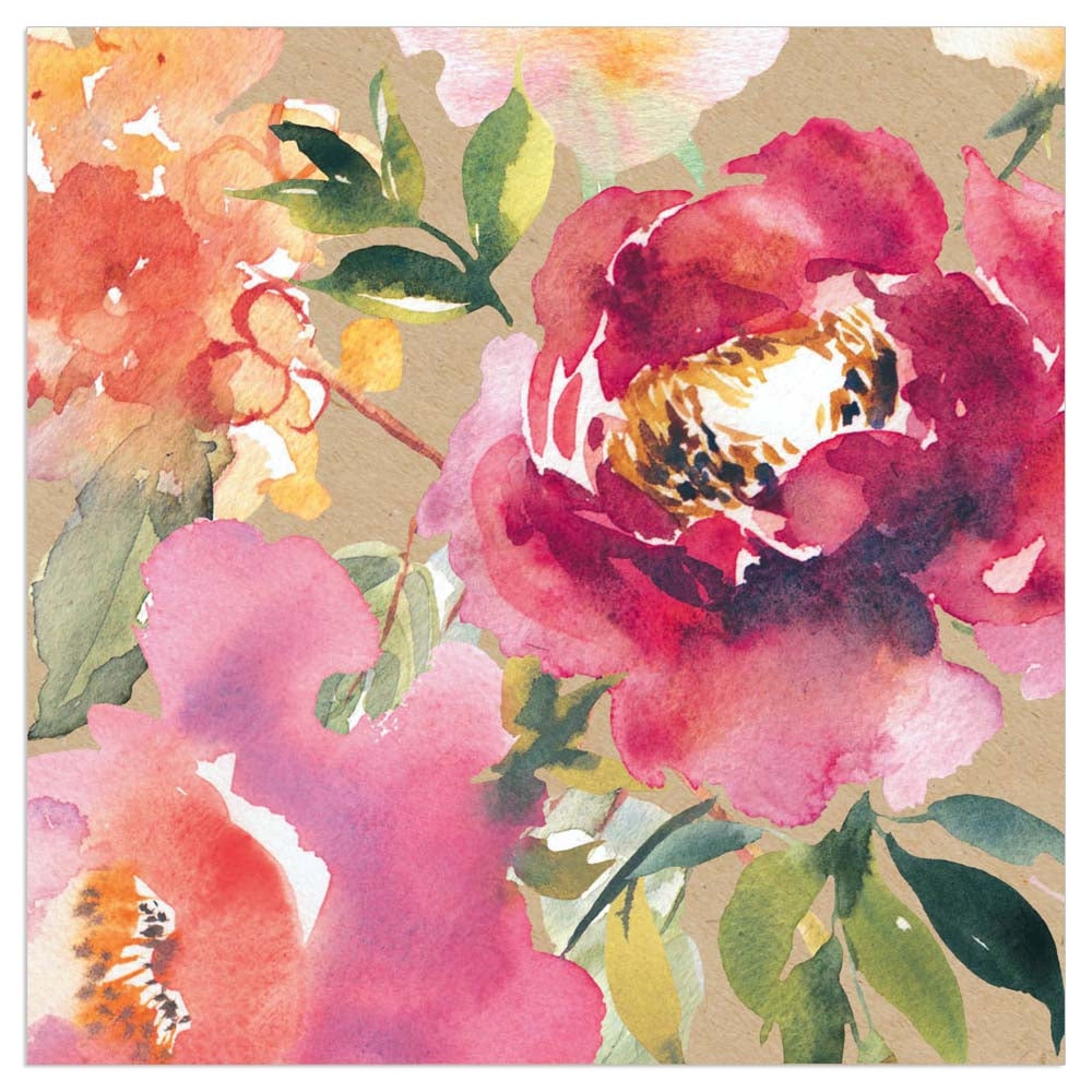 Tovagliolo fantasia 3 veli 33x33 cm Rose acquerellate