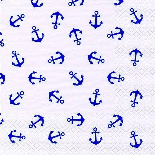 Tovagliolo fantasia 33 x 33 cm Ancora blu 3 veli