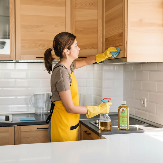 Donna pulisce cucina stile Almawin