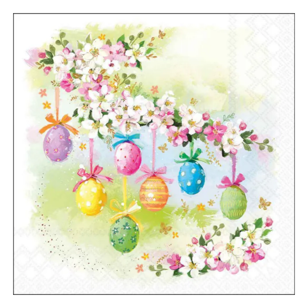 Gemusterte Serviette 33 x 33 cm Magnolie in Blüte 3-lagig