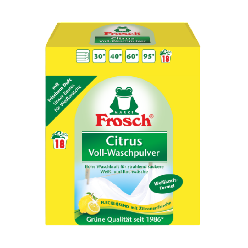 Frosch Waschmaschinenpulver Citrus – mit Zitrusextrakten für Weiße