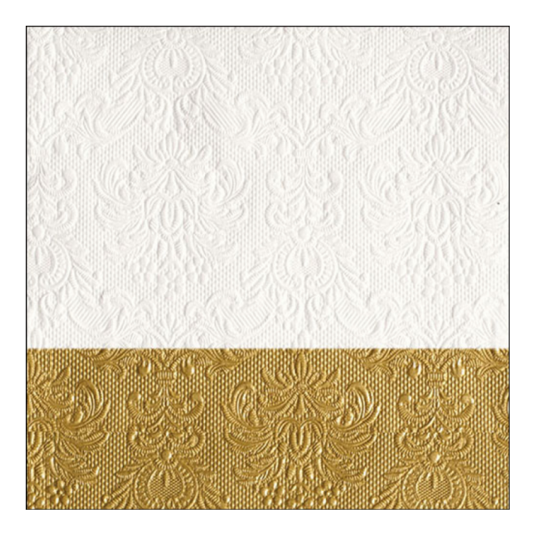 Tovagliolo goffrato 33 x 33 cm Bianco e Oro 3 veli