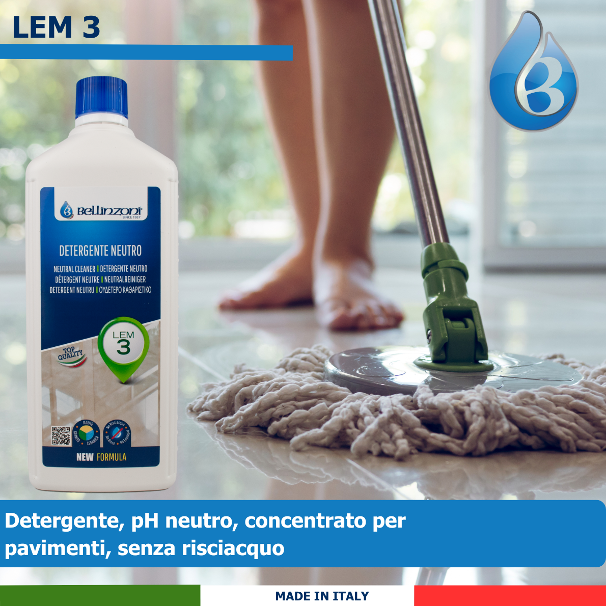 LEM 3 - Detergente Neutro Concentrato per Marmo, Granito e Pietre