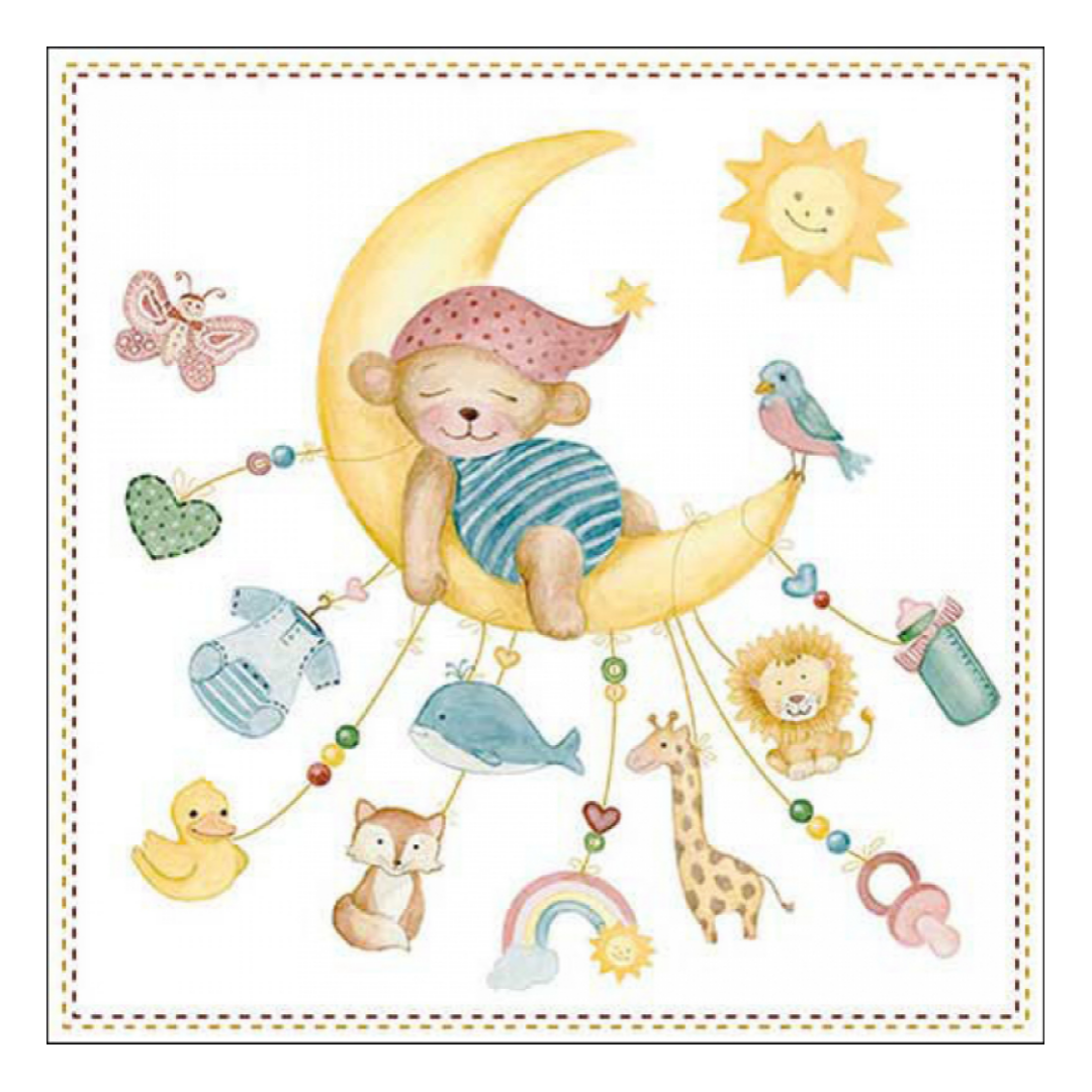 Tovagliolo fantasia 33 x 33 cm Orsetto addormentato 3 veli