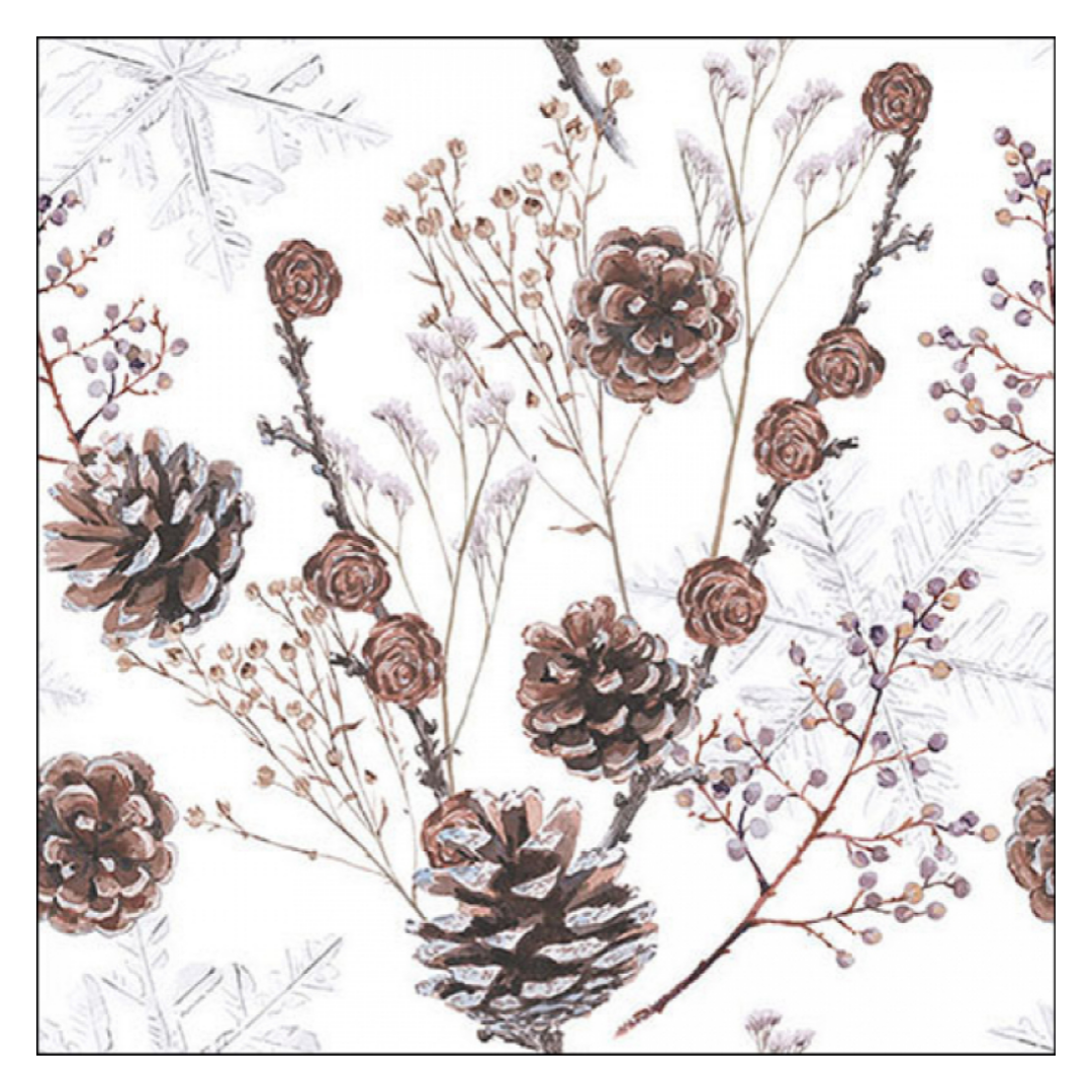 Tovagliolo fantasia 33 x 33 cm Pigne 3 veli