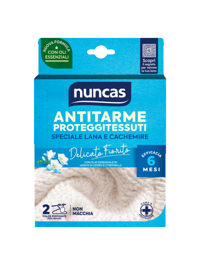 Mottenfester Spezialschutz aus Wolle und Kaschmir. 2 Delicato Fiorito-Schoten