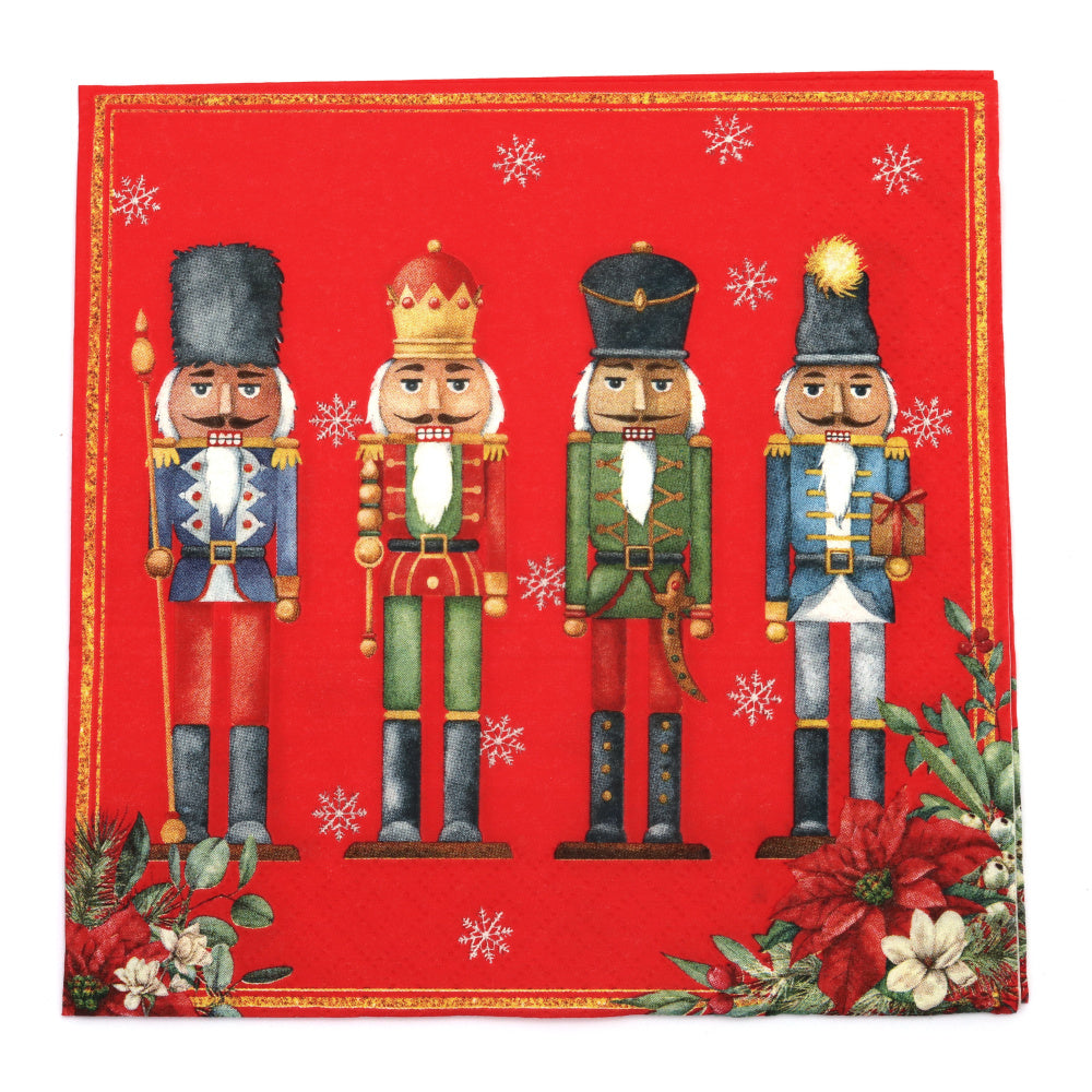 Tovagliolo fantasia 33 x 33 cm Quartetto Schiaccianoci 3 veli
