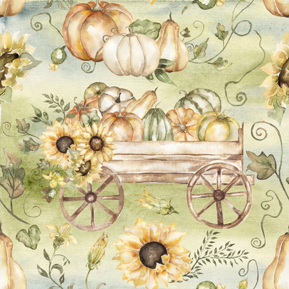 Tovagliolo fantasia 33 x 33 cm Raccolto di Zucche 3 veli