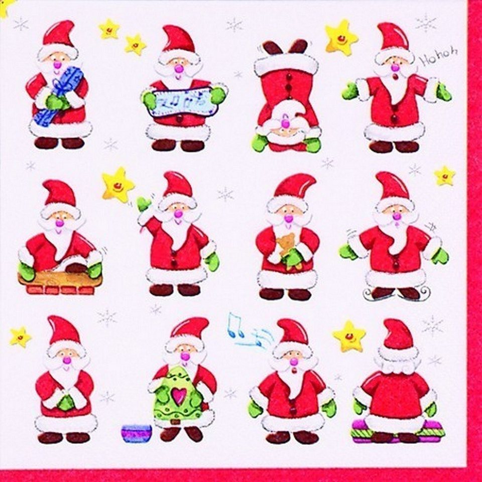 Tovagliolo fantasia 33 x 33 cm Babbo Natale divertente 3 veli