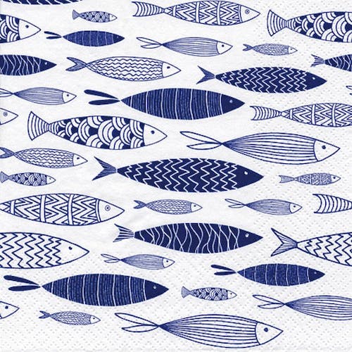 Tovagliolo fantasia 33 x 33 cm Pesciolini blu 3 veli