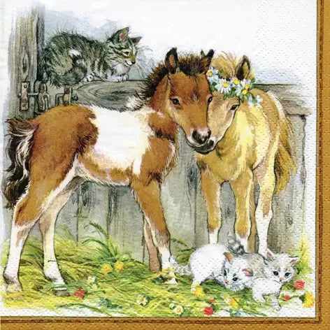 Tovagliolo fantasia 33 x 33 cm Gattini e Puledri 3 veli – Detergenti Wagner