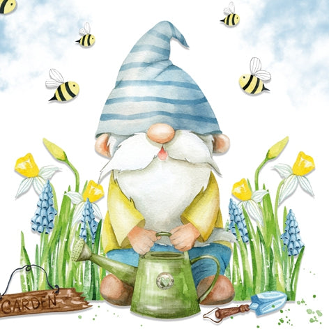 Tovagliolo fantasia 33 x 33 cm Gnomo da giardino 3 veli