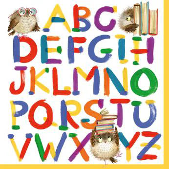 Gemusterte Serviette 33 x 33 cm 3-lagig mit farbigem Alphabet