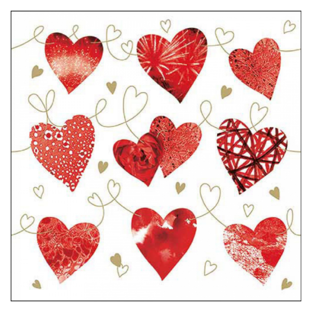 Tovagliolo fantasia 33 x 33 cm Dieci cuori