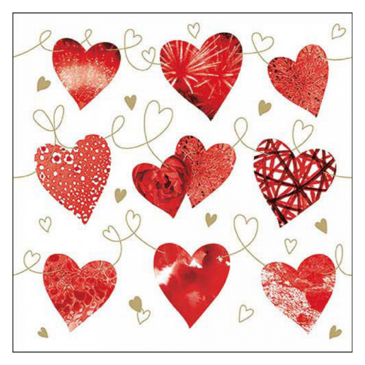 Tovagliolo fantasia 33 x 33 cm Dieci cuori