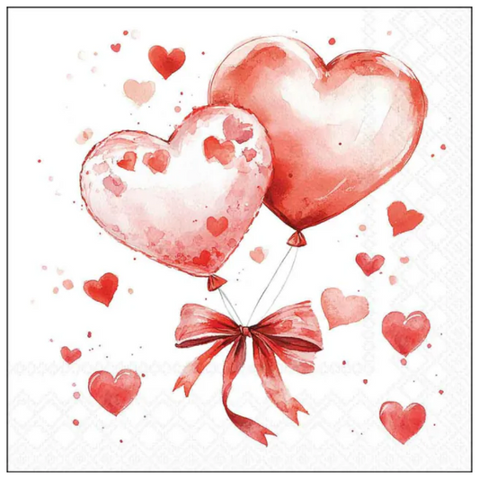 Tovagliolo fantasia 33 x 33 cm Cuori palloncini