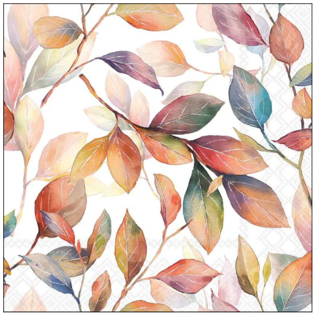 Tovagliolo fantasia 33 x 33 cm Foglie colorate