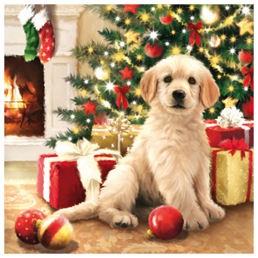 Tovagliolo fantasia 33 x 33 cm Cucciolo di Natale