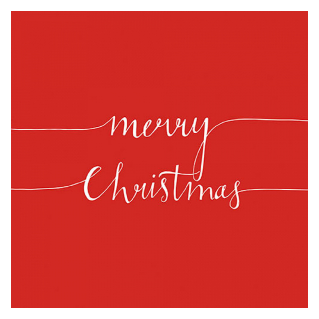 Tovagliolo fantasia 33 x 33 cm Merry Christmas rosso