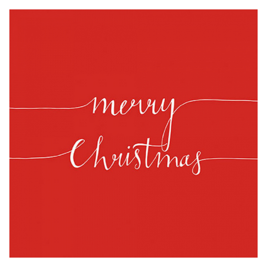 Tovagliolo fantasia 33 x 33 cm Merry Christmas rosso