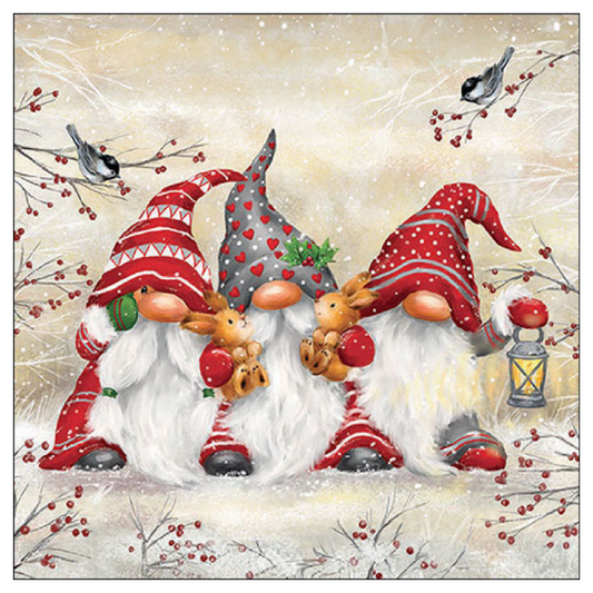 Tovagliolo fantasia 33 x 33 cm Gnomi di Natale