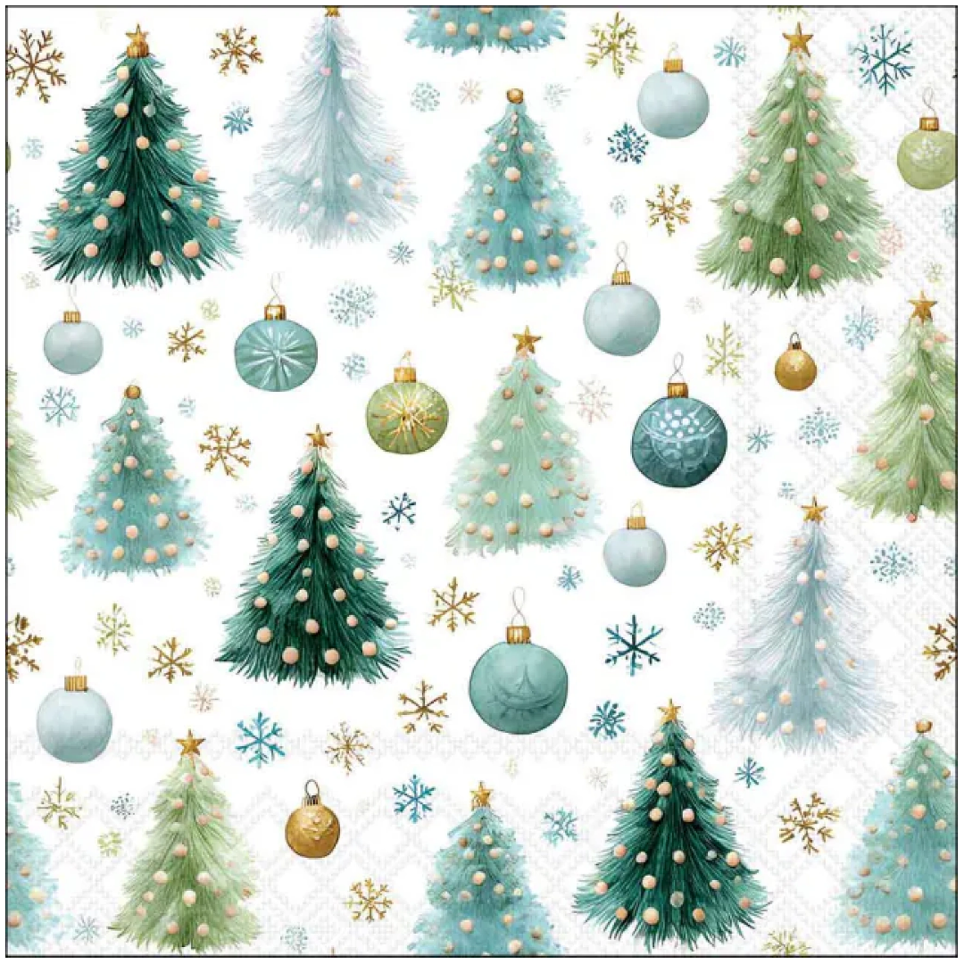 Tovagliolo fantasia 33 x 33 cm Palline e Pini