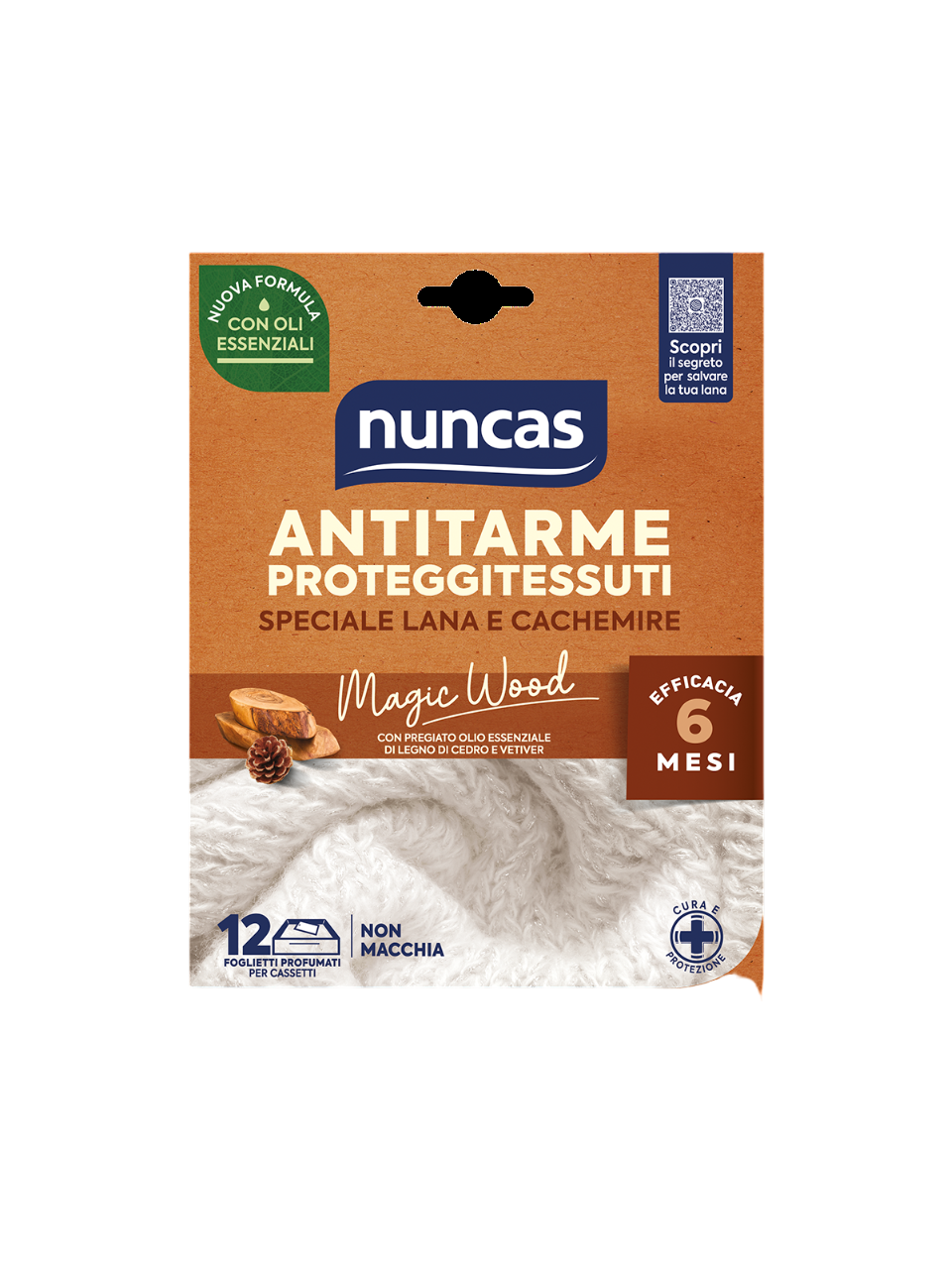 Antitarme Proteggitessuti speciale lana e cachemire 12 foglietti Magic Wood