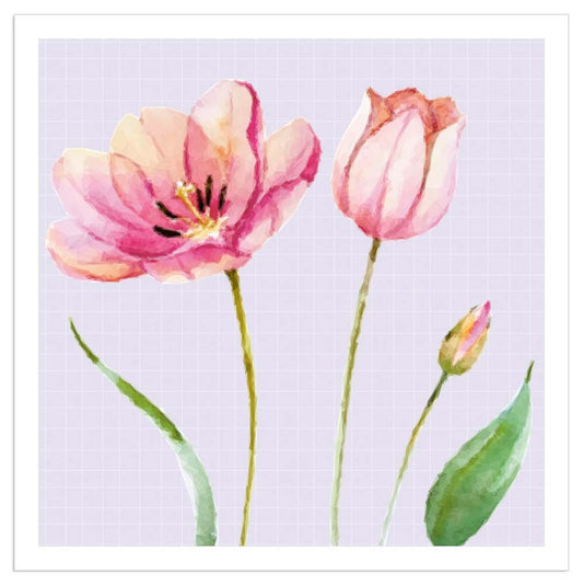 Tovagliolo fantasia 3 veli  33x33 cm Tulipani lilla