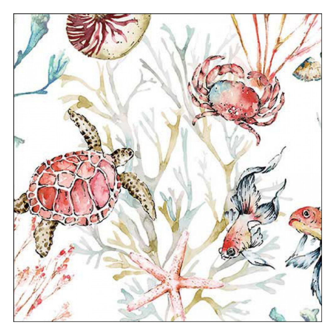 Tovagliolo fantasia 33 x 33 cm Animali marini 3 veli