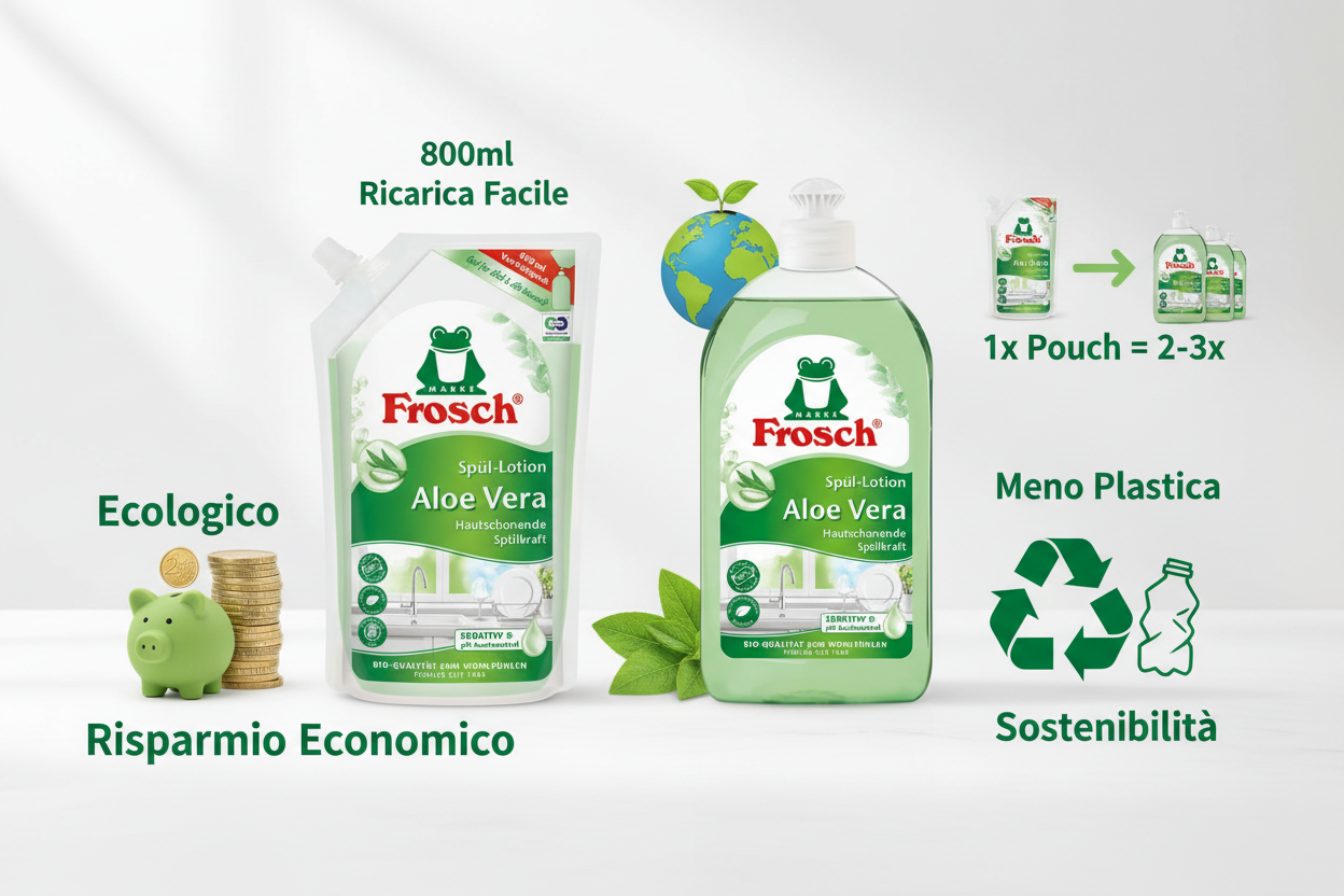 Benefici ricarica e flacone Frosch Aloe Vera