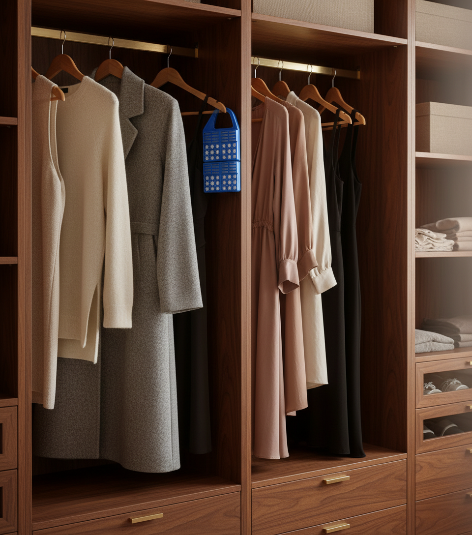 Emanatore Nekatarm appeso al tubo dell'armadio