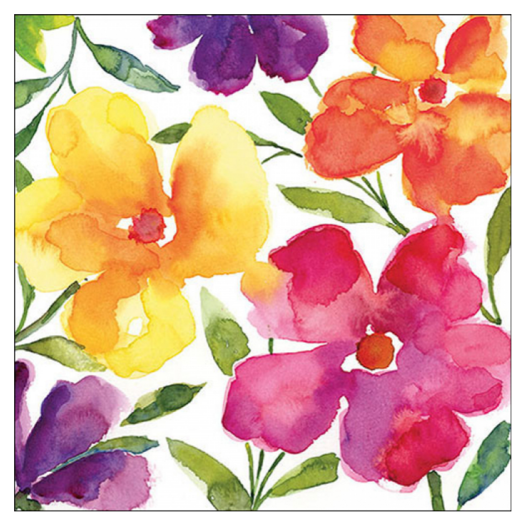 Tovagliolo fantasia 33 x 33 cm Fiori colorati 3 veli