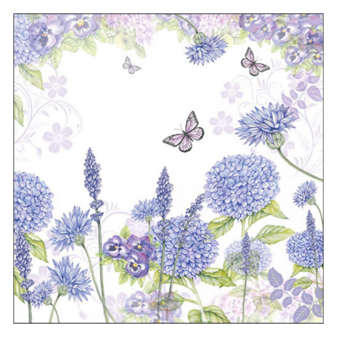 Tovagliolo fantasia 33 x 33 cm Fiori di Campo viola 3 veli