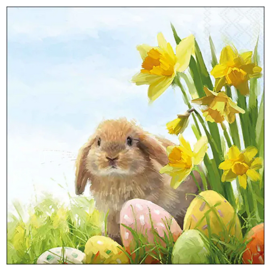 Gemusterte Serviette 33 x 33 cm Magnolie in Blüte 3-lagig