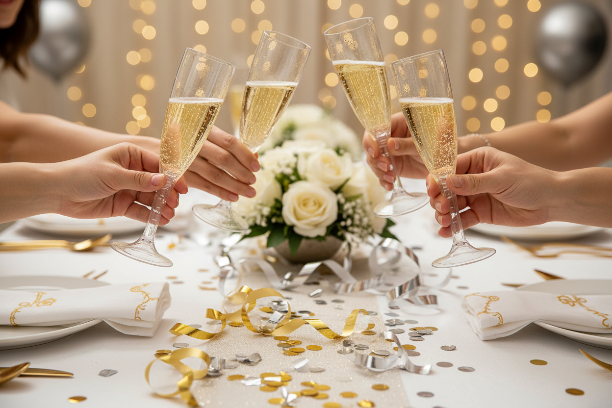 Flutes champagne plastica per brindisi festa elegante