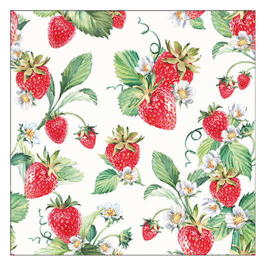 Tovagliolo fantasia 33 x 33 cm Fragole 3 veli