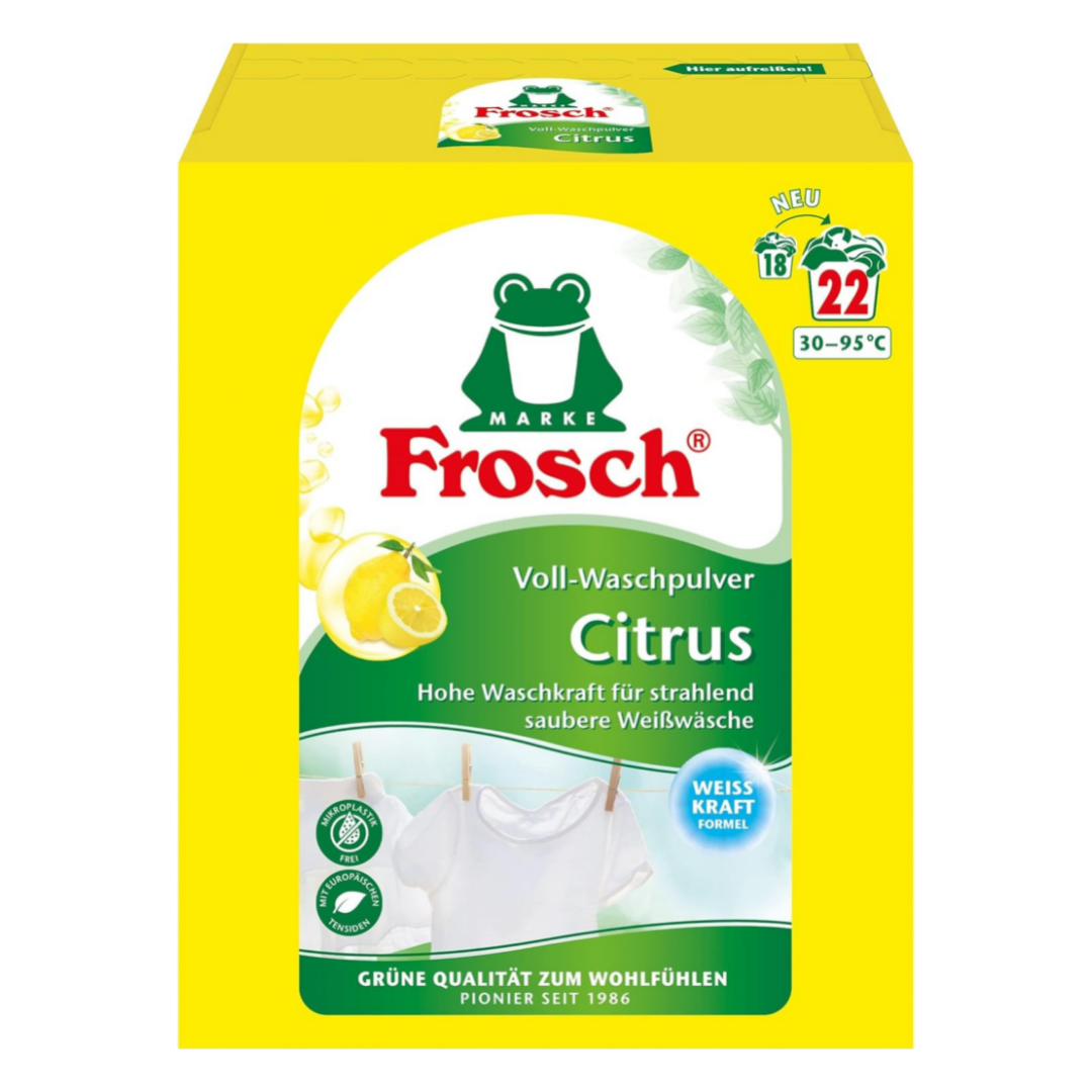 Frosch Detersivo in Polvere per lavatrice Citrus - agli estratti di agrumi per capi bianchi