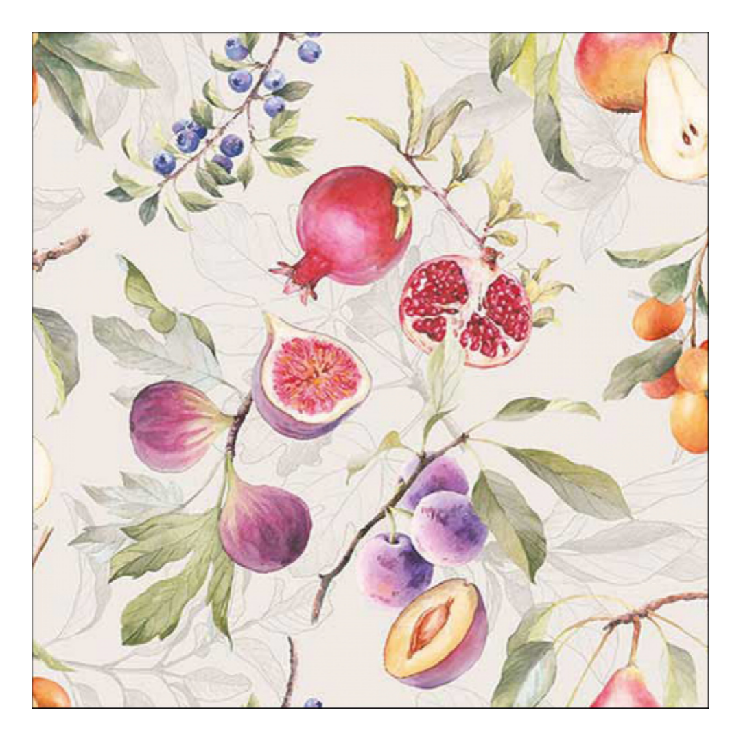 Tovagliolo fantasia 33 x 33 cm Frutti vari 3 veli