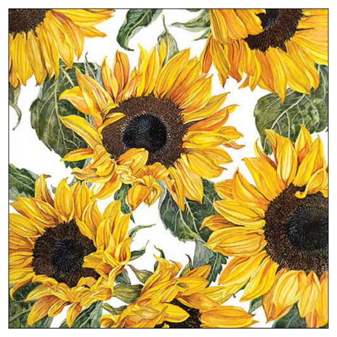 Tovagliolo fantasia 33 x 33 cm Girasoli in fiore 3 veli