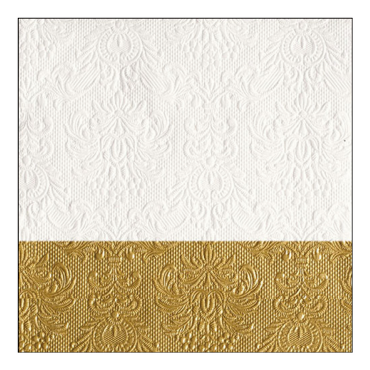 Geprägte Serviette 25 x 25 cm Weiß und Gold 3-lagig