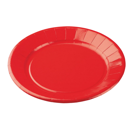 Rote Dessertteller aus Papier, 10 Stück, Durchmesser 18
