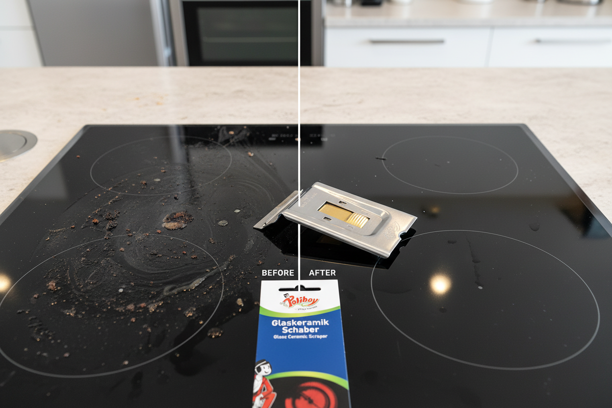 Prima e dopo pulizia con raschietto Poliboy